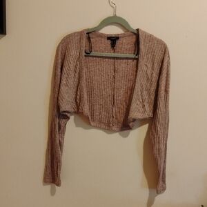 Forever 21 Beige Ribbed Knit Top Cardigan Sweater Size L